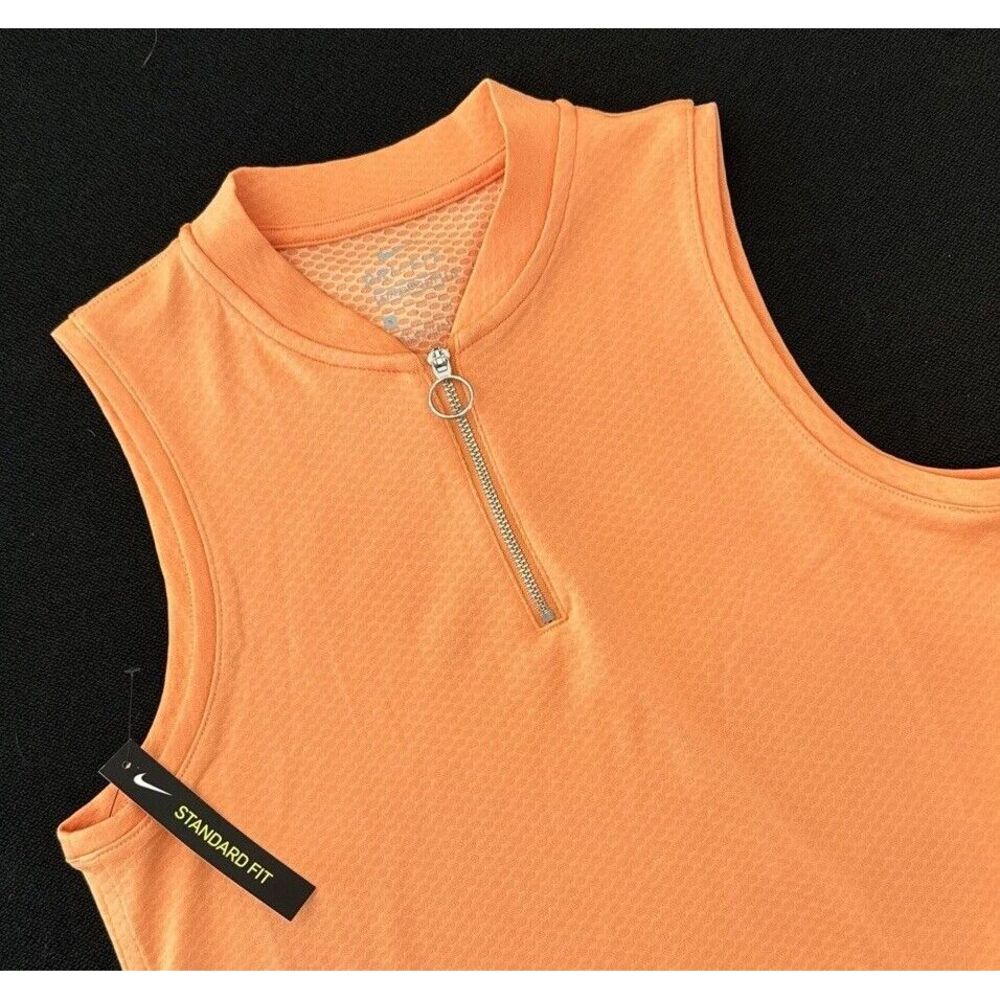 NEW Nike Dri-fit Women's ORANGE Sleeveless Golf Shirt MSRP $67 ~ Textured & Soft
